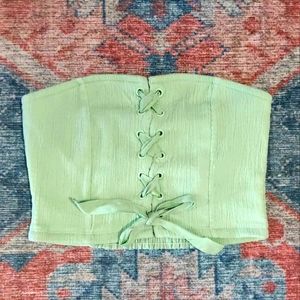 Urban outfitters green lace up tube top
